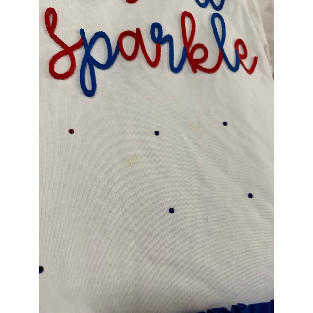 Peach Love California Born to Sparkle Dress Large White Blue Patriotic Sparkle - Picture 2 of 7